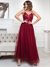 Load image into Gallery viewer, Color=Burgundy | Adorable A Line Silhouette Floor Length Wholesale Evening Dress-Burgundy 1