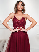 Load image into Gallery viewer, Color=Burgundy | Adorable A Line Silhouette Floor Length Wholesale Evening Dress-Burgundy 3