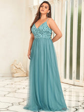 Load image into Gallery viewer, Color=Dusty blue | Plus Size Adorable A Line Floor Length Wholesale Dress-Dusty blue 3