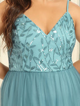 Load image into Gallery viewer, Color=Dusty blue | Plus Size Adorable A Line Floor Length Wholesale Dress-Dusty blue 5