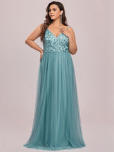 Load image into Gallery viewer, Color=Dusty blue | Plus Size Adorable A Line Floor Length Wholesale Dress-Dusty blue 6