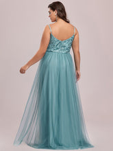 Load image into Gallery viewer, Color=Dusty blue | Plus Size Adorable A Line Floor Length Wholesale Dress-Dusty blue 7