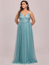 Load image into Gallery viewer, Color=Dusty blue | Plus Size Adorable A Line Floor Length Wholesale Dress-Dusty blue 9