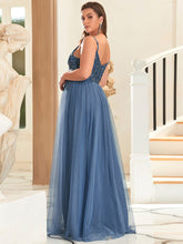 Load image into Gallery viewer, Color=Dusty Navy | Plus Size Adorable A Line Floor Length Wholesale Dress-Dusty Navy 2
