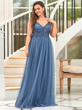 Load image into Gallery viewer, Color=Dusty Navy | Plus Size Adorable A Line Floor Length Wholesale Dress-Dusty Navy 3