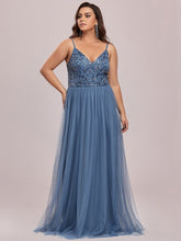 Load image into Gallery viewer, Color=Dusty Navy | Plus Size Adorable A Line Floor Length Wholesale Dress-Dusty Navy 9