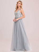 Load image into Gallery viewer, Color=Grey | Adorable A Line Silhouette Floor Length Wholesale Evening Dress-Grey 7