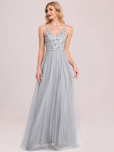 Load image into Gallery viewer, Color=Grey | Adorable A Line Silhouette Floor Length Wholesale Evening Dress-Grey 8