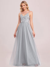 Load image into Gallery viewer, Color=Grey | Adorable A Line Silhouette Floor Length Wholesale Evening Dress-Grey 6