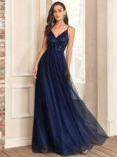 Load image into Gallery viewer, Color=Navy Blue | Adorable A Line Silhouette Floor Length Wholesale Evening Dress-Navy Blue 3