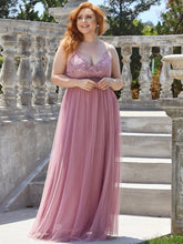 Load image into Gallery viewer, Color=Orchid | Plus Size Adorable A Line Floor Length Wholesale Dress-Orchid 4