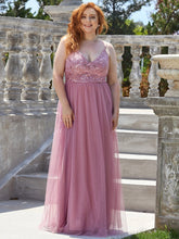 Load image into Gallery viewer, Color=Orchid | Plus Size Adorable A Line Floor Length Wholesale Dress-Orchid 1