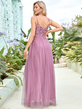 Load image into Gallery viewer, Color=Orchid | Adorable A Line Silhouette Floor Length Wholesale Evening Dress-Orchid 2