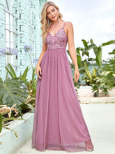Load image into Gallery viewer, Color=Orchid | Adorable A Line Silhouette Floor Length Wholesale Evening Dress-Orchid 3