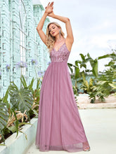 Load image into Gallery viewer, Color=Orchid | Adorable A Line Silhouette Floor Length Wholesale Evening Dress-Orchid 4
