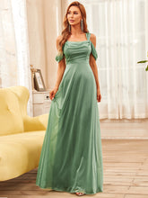 Load image into Gallery viewer, Color=Green Bean | Deep V-Neck Off Shoulder A Line Wholesale Evening Dresses-Green Bean 3