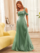 Load image into Gallery viewer, Color=Green Bean | Deep V-Neck Off Shoulder A Line Wholesale Evening Dresses-Green Bean 4