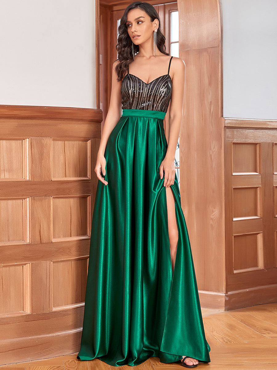 Color=Dark Green | Spaghetti Straps A-Line Sweetheart Wholesale Evening Dresses-Dark Green 1