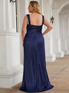 Color=Navy Blue | Sweetheart Neckline A-Line Split Wholesale Evening Dresses-Navy Blue 4
