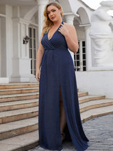 Load image into Gallery viewer, Color=Navy Blue | Halter Neck A-Line Sleeveless Wholesale Evening Dresses-Navy Blue 1
