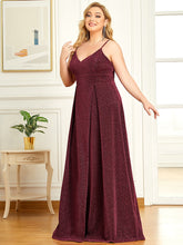 Load image into Gallery viewer, Color=Burgundy | Deep V Neck Spaghetti Straps A Line Wholesale Evening Dresses-Burgundy 3