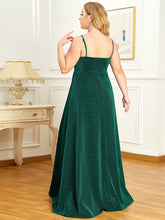Load image into Gallery viewer, Color=Dark Green | Deep V Neck Spaghetti Straps A Line Wholesale Evening Dresses-Dark Green 2