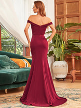 Load image into Gallery viewer, Color=Burgundy | Sleeveless Fishtail Silhouette Wholesale Evening Dresses-Burgundy 4