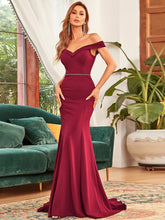 Load image into Gallery viewer, Color=Burgundy | Sleeveless Fishtail Silhouette Wholesale Evening Dresses-Burgundy 2