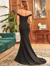 Load image into Gallery viewer, Color=Black | Sleeveless Fishtail Silhouette Wholesale Evening Dresses-Black 4