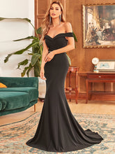Load image into Gallery viewer, Color=Black | Sleeveless Fishtail Silhouette Wholesale Evening Dresses-Black 3