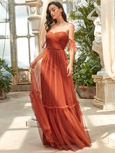 Load image into Gallery viewer, Color=Burnt orange | Strapless A Line Ruffles Sleeves Wholesale Evening Dresses-Burnt orange 9