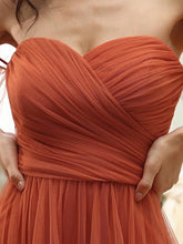Load image into Gallery viewer, Color=Burnt orange | Strapless A Line Ruffles Sleeves Wholesale Evening Dresses-Burnt orange 11