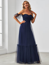 Load image into Gallery viewer, Color=Navy Blue | Strapless A Line Ruffles Sleeves Wholesale Evening Dresses-Navy Blue 4