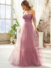 Load image into Gallery viewer, Color=Orchid | Strapless A Line Ruffles Sleeves Wholesale Evening Dresses-Orchid 3