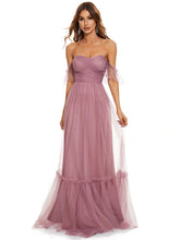 Load image into Gallery viewer, Color=Orchid | Strapless A Line Ruffles Sleeves Wholesale Evening Dresses-Orchid 6
