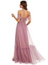 Load image into Gallery viewer, Color=Orchid | Strapless A Line Ruffles Sleeves Wholesale Evening Dresses-Orchid 7