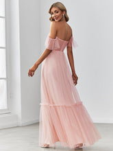 Load image into Gallery viewer, Color=Pink | Strapless A Line Ruffles Sleeves Wholesale Evening Dresses-Pink 2