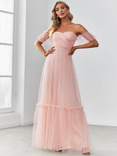 Load image into Gallery viewer, Color=Pink | Strapless A Line Ruffles Sleeves Wholesale Evening Dresses-Pink 3