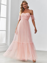 Load image into Gallery viewer, Color=Pink | Strapless A Line Ruffles Sleeves Wholesale Evening Dresses-Pink 1