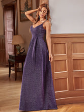 Load image into Gallery viewer, Color=Dark Purple | Deep V Neck A Line Floor Length Wholesale Evening Dresses-Dark Purple 3