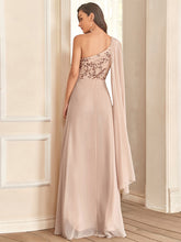Load image into Gallery viewer, Color=Blush | One Shoulder Sleeveless A-Line Wholesale Evening Dresses-Blush 4
