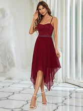 Load image into Gallery viewer, Color=Burgundy | Sleeveless Asymmetrical Hem Wholesale Evening Dresses-Burgundy 3
