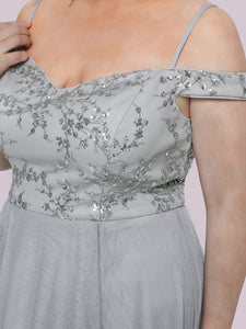Color=Grey | Asymmetrical Hem Cover Sleeve Wholesale Evening Dresses-Grey 5