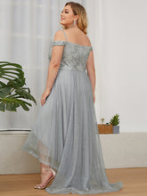 Load image into Gallery viewer, Color=Grey | Asymmetrical Hem Cover Sleeve Wholesale Evening Dresses-Grey 4