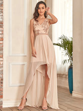 Load image into Gallery viewer, Color=Blush | Sleeveless Deep V Neck Backless Wholesale Evening Dresses-Blush 1