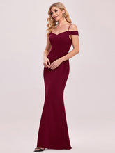 Load image into Gallery viewer, Color=Burgundy | Floor Length Off Shoulders Fishtail Wholesale Evening Dresses-Burgundy 8