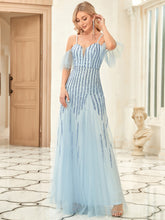 Load image into Gallery viewer, Color=Ice blue | Spaghetti Straps A Line Wholesale Evening Dresses Gowns-Ice blue 5