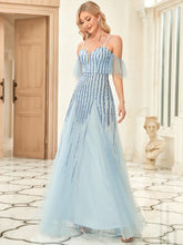 Load image into Gallery viewer, Color=Ice blue | Spaghetti Straps A Line Wholesale Evening Dresses Gowns-Ice blue 6