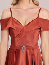 Load image into Gallery viewer, Color=Burnt Orange | Pretty Off Shoulder Wholesale Evening Dresses-Burnt Orange 5