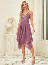 Load image into Gallery viewer, Color=Orchid | Deep V-Neck Sleeveless A Line Wholesale Bridesmaid Dresses-Orchid 4